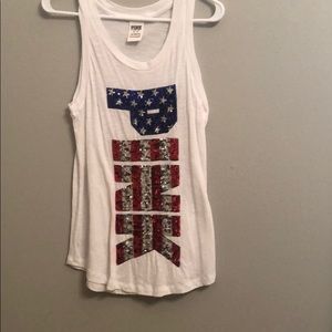 PINK red white and blue tank